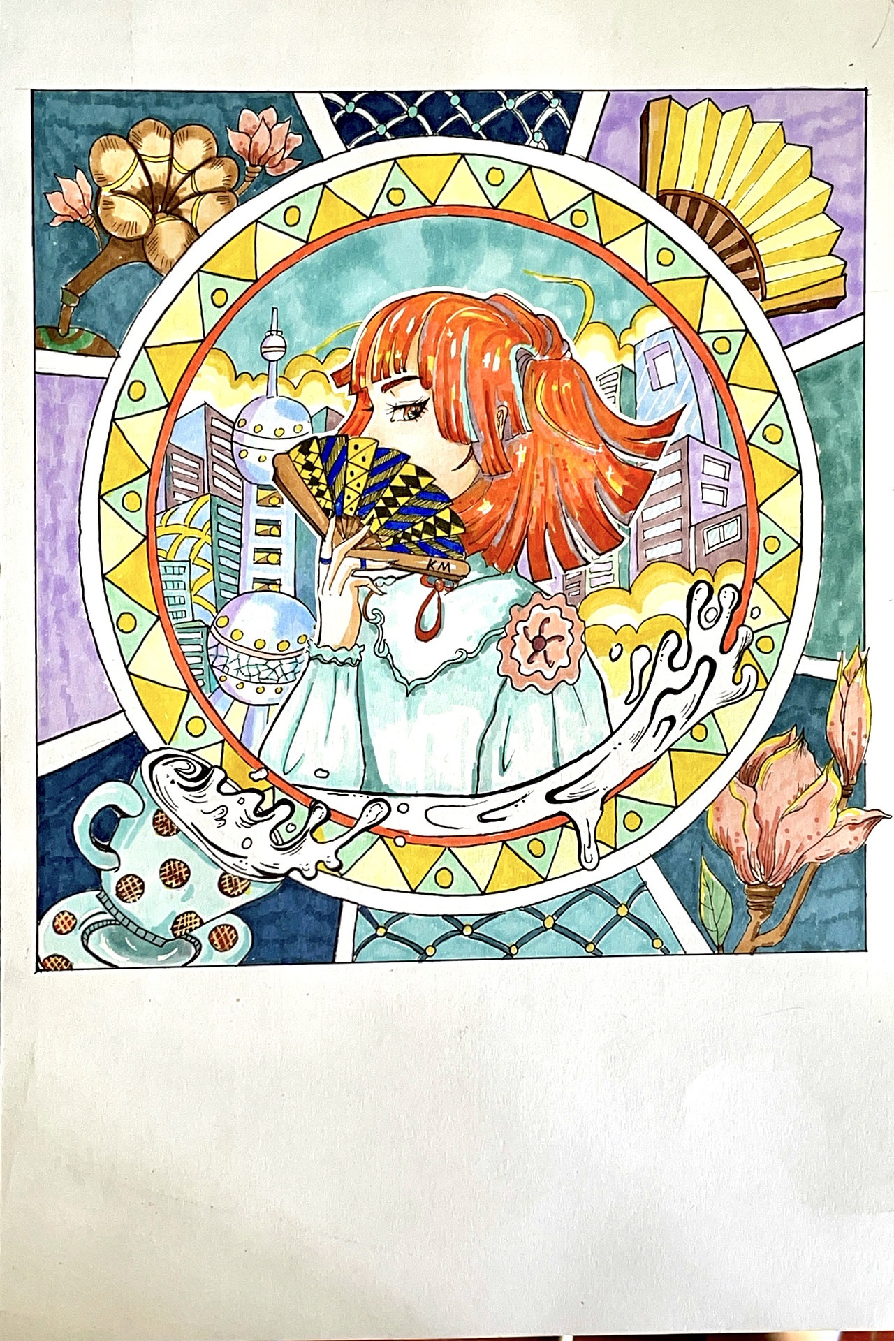 【上海印象2】马克笔装饰画（图ZMjU0NTEwOTgw） - 创作习作 - 站酷设计师Karin米可原创素材 - 站酷ZCOOL