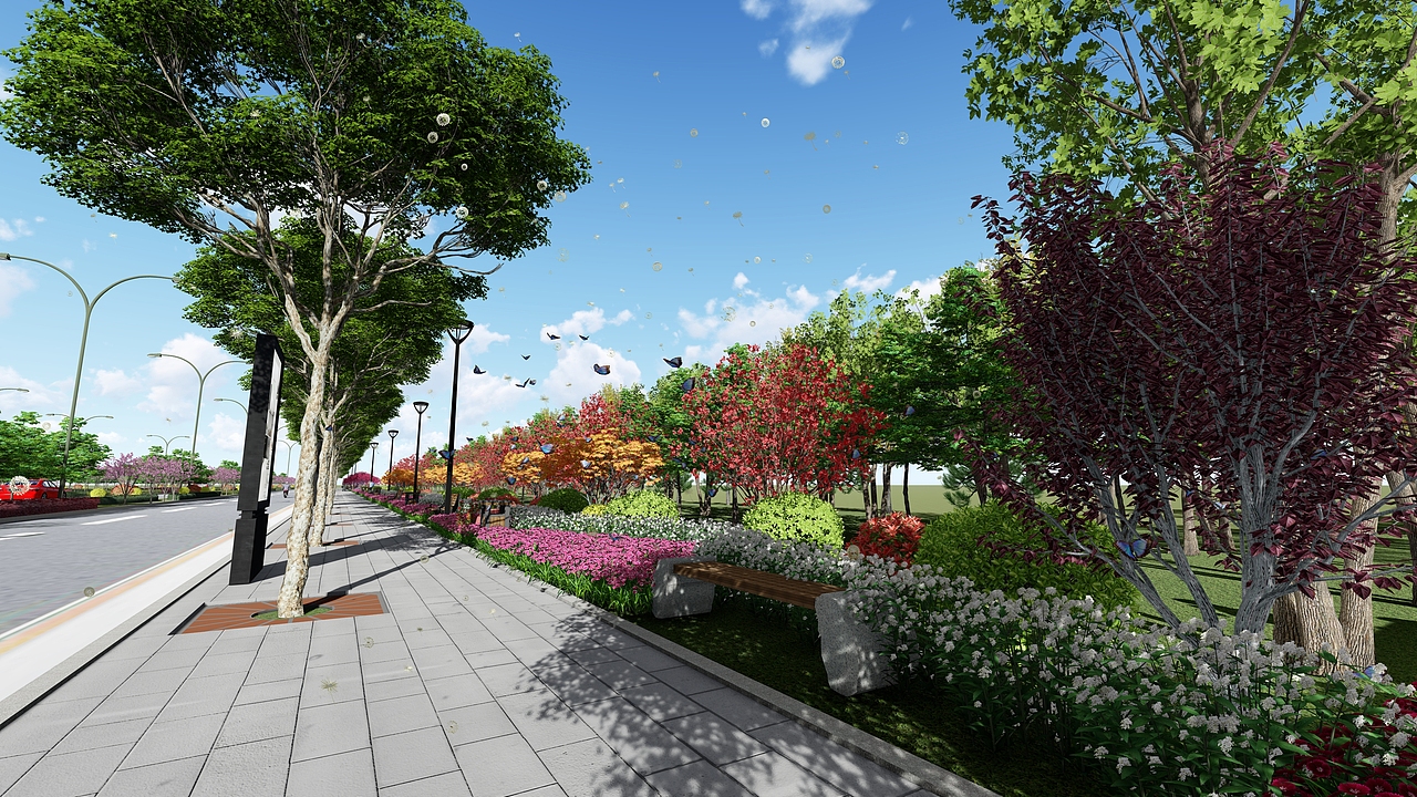 一些道路两侧绿化的效果图（图ZMTg0NjI2ODQw） - 景观设计 - 站酷设计师蒋荣荣原创素材 - 站酷ZCOOL