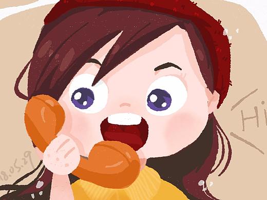 20180529 ipad手绘打电话的女孩子