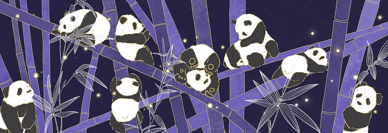 石棉县熊猫插画书签设计