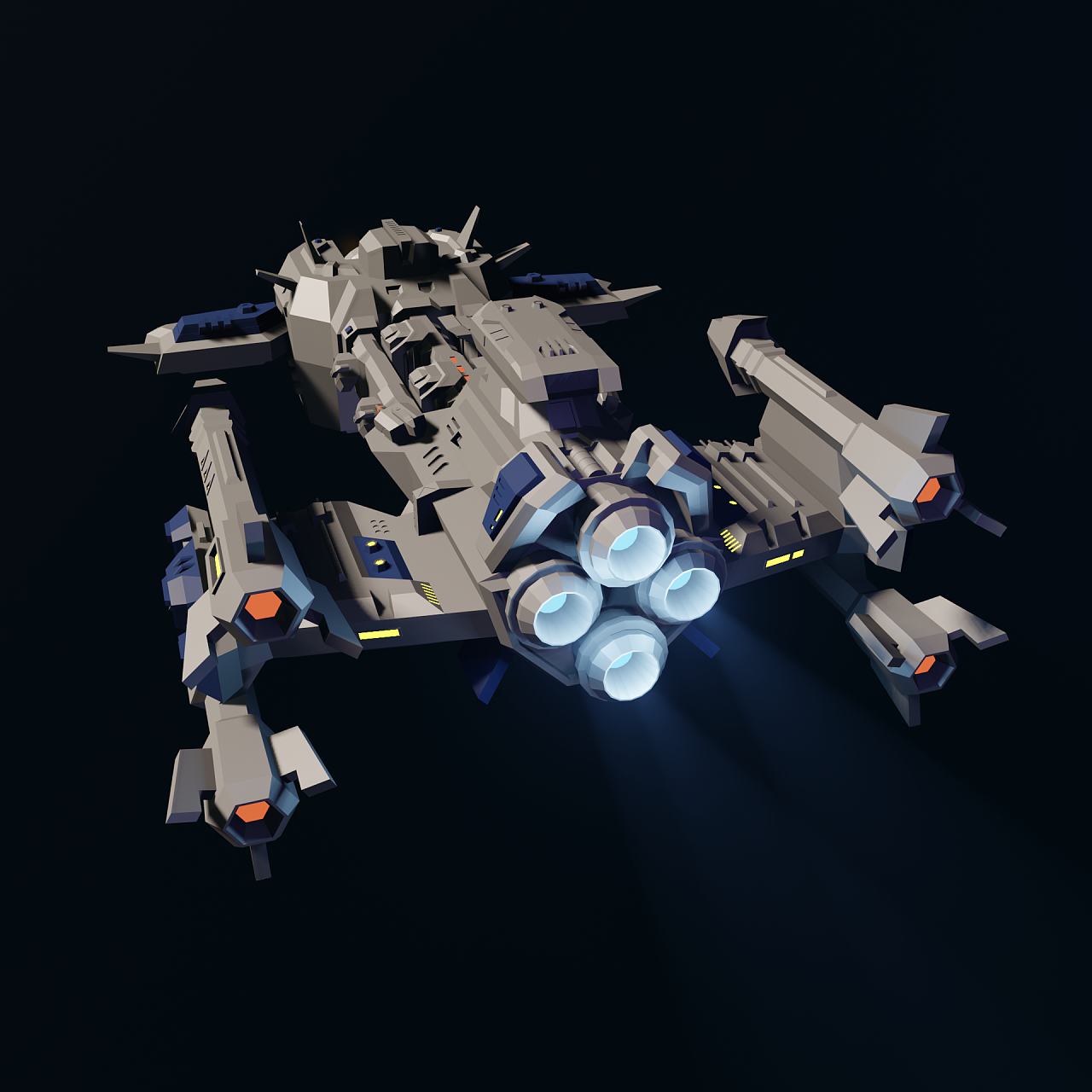 初学建模-临摹了个星际战舰|三维|机械/交通|痛苦的