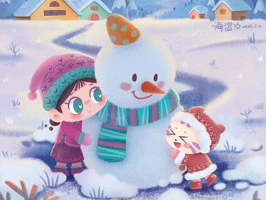 二十四节气||节气插画||大雪||堆雪人||