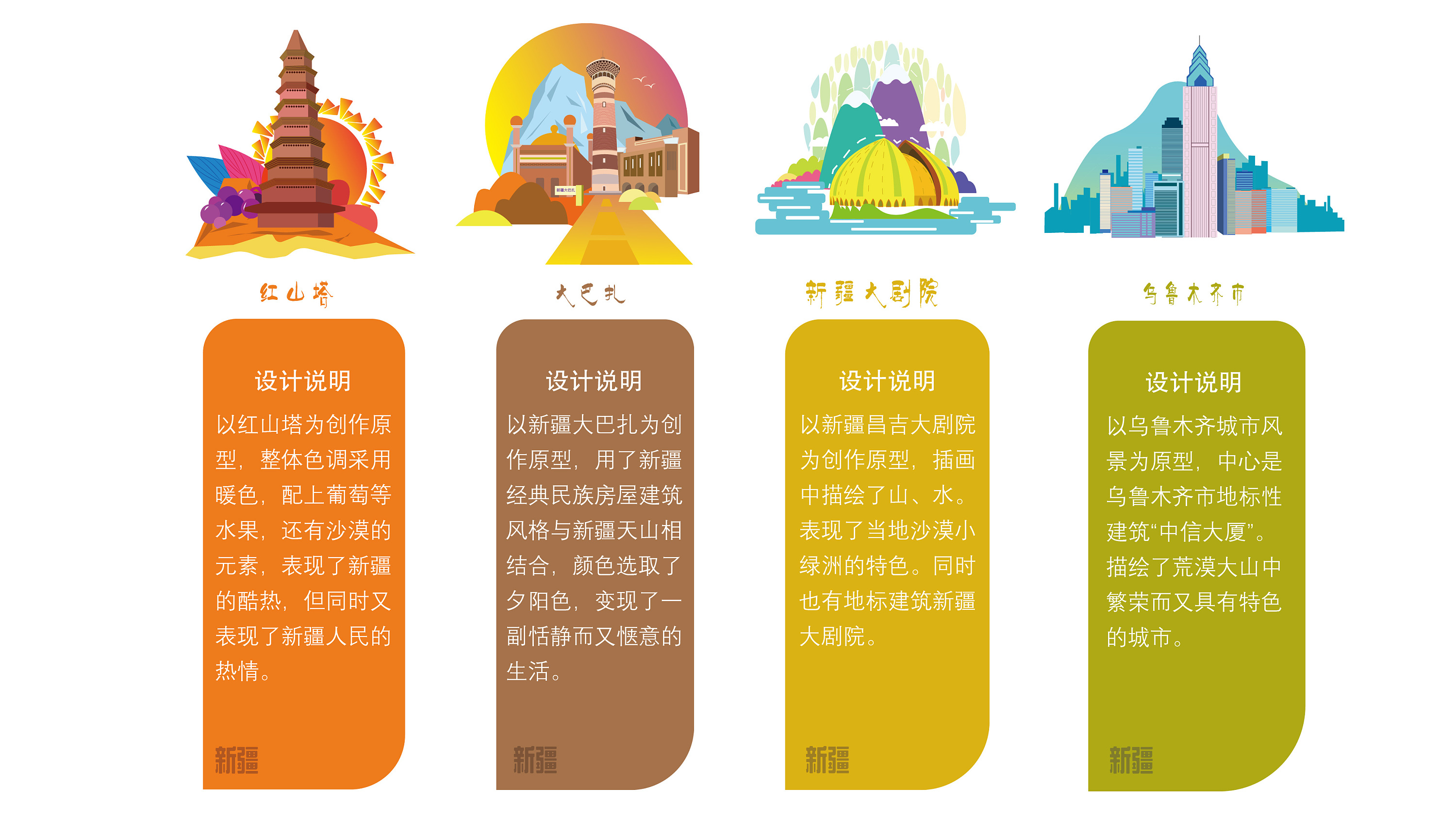 地域文化建筑插画-新疆篇