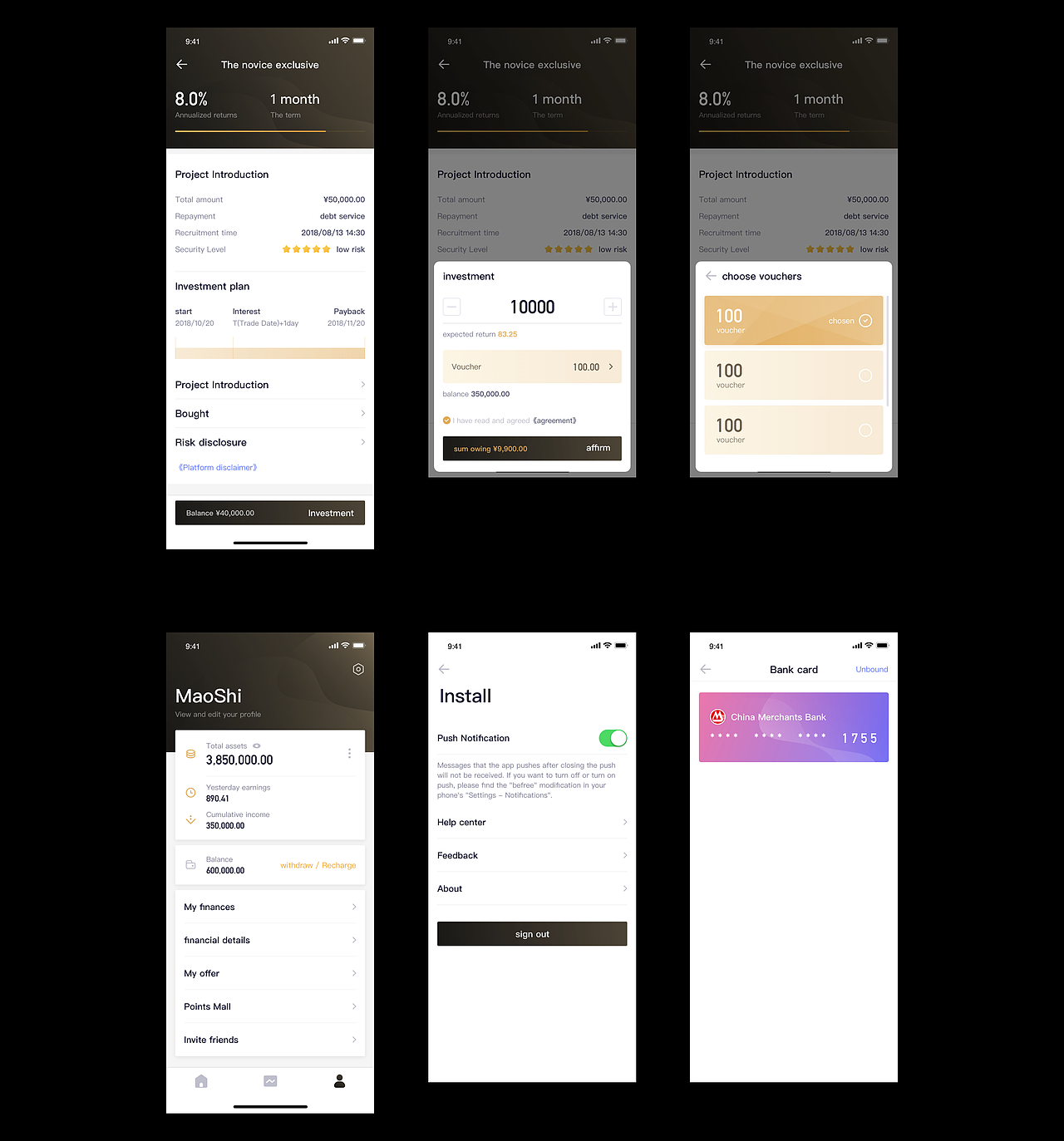 投资理财平台App（图ZMTMyNzI3MDE2） - APP界面 - 站酷设计师猫十原创素材 - 站酷ZCOOL
