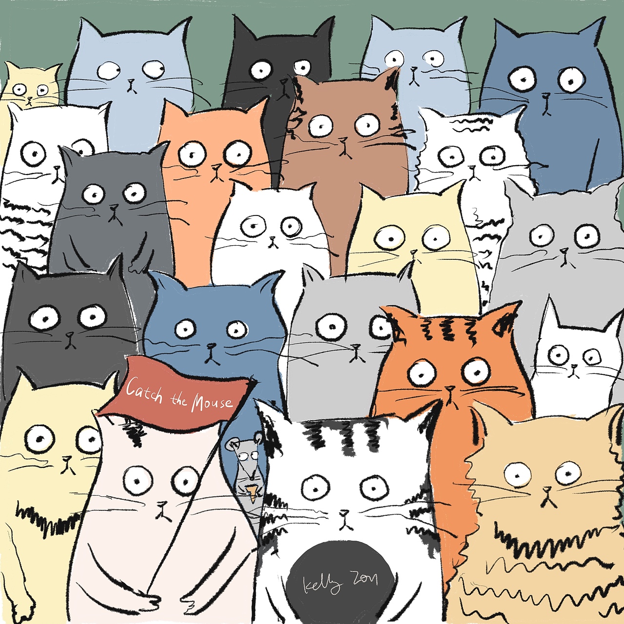 猫猫系列插画：藏匿