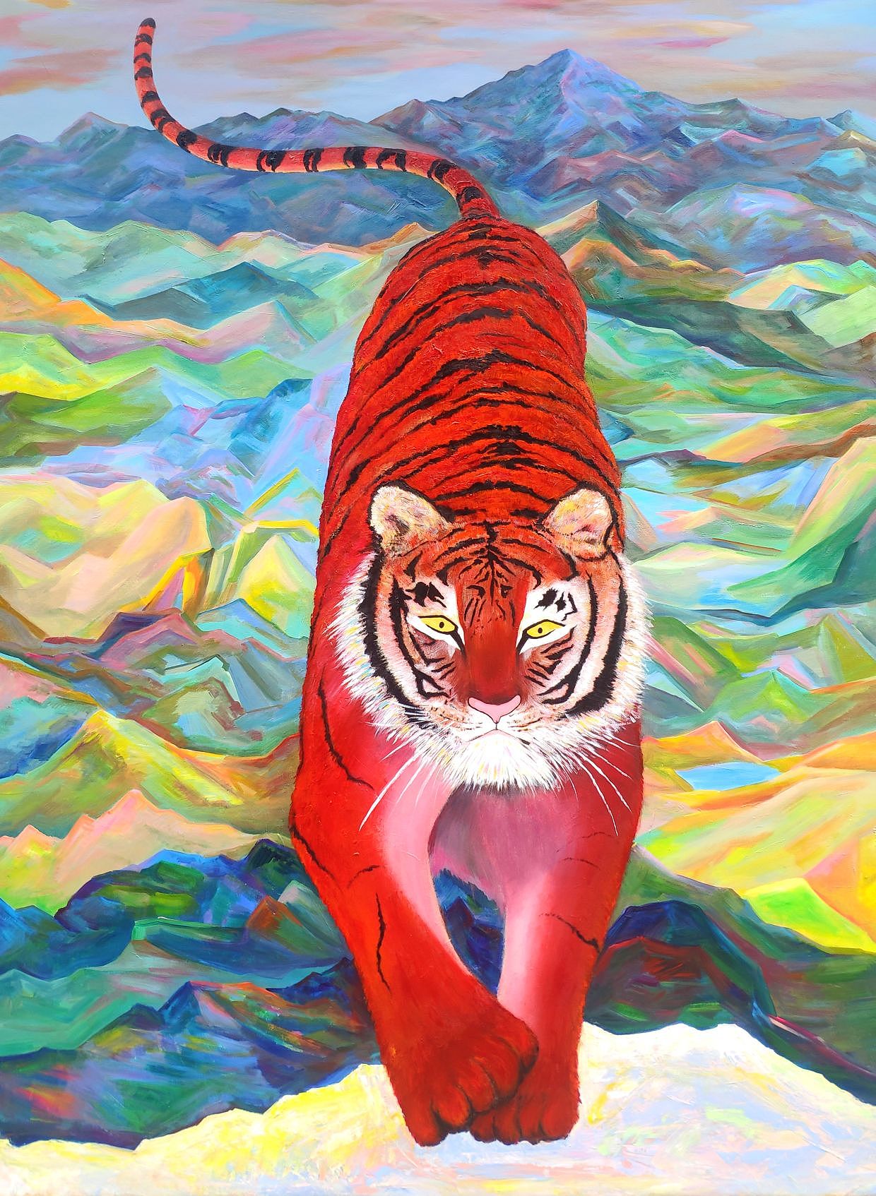 虎年尾巴 寅虎 装饰画 宣传画 丙烯画