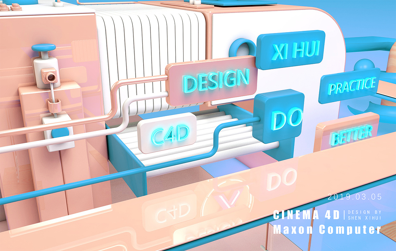 c4d小場景練習(xí)（圖ZMTUwODI2OTI4） - 建筑/空間 - 站酷設(shè)計師難受的鼻毛原創(chuàng)素材 - 站酷ZCOOL