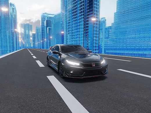 原创未来科技感城市汽车