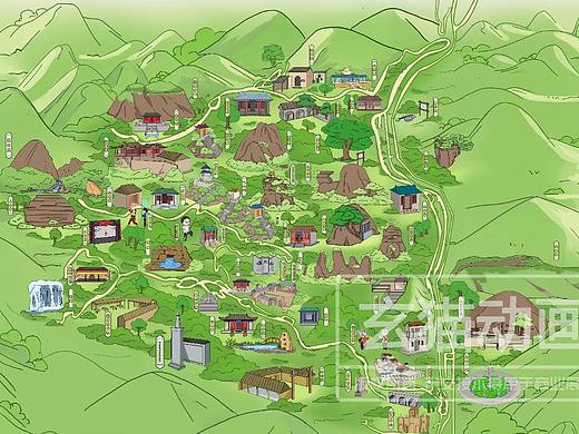 手绘地图，景区，卡通地图，酒店手绘制作