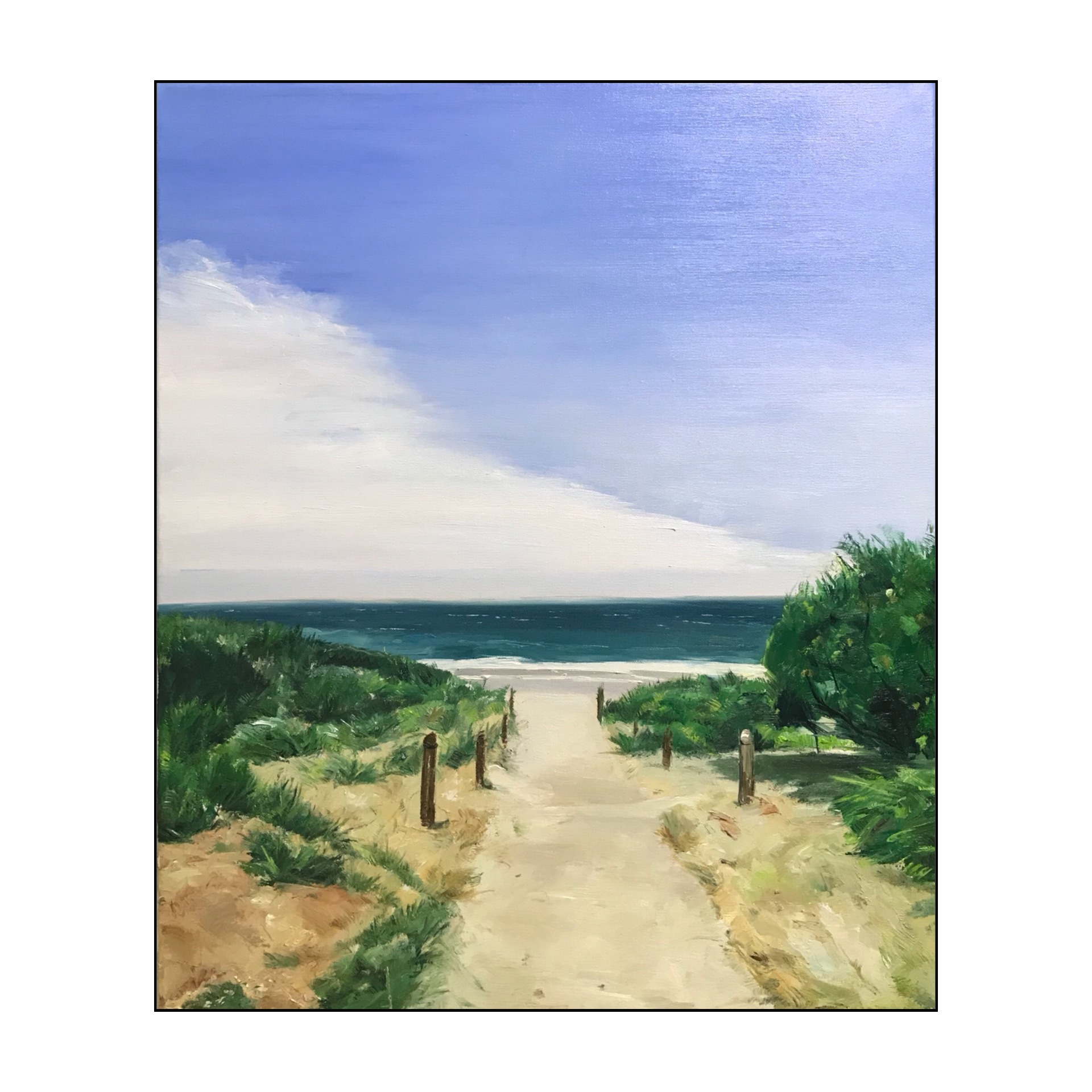 油画风景《看海》