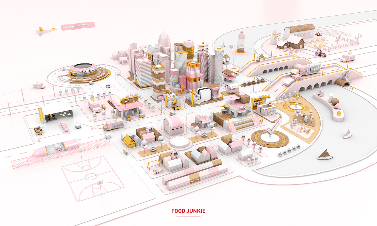 城市C4D（图ZMTM5MzQzMjM2） - 建筑/空间 - 站酷设计师吃货上集原创素材 - 站酷ZCOOL