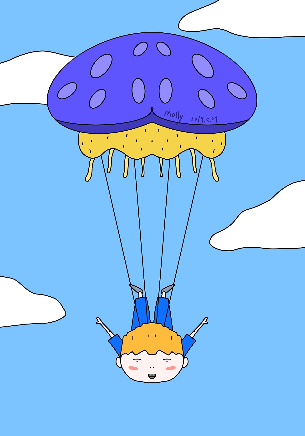 彩色降落伞简笔画画法图片步骤（兔子的简笔画图片大全） - 有点网 - 好手艺