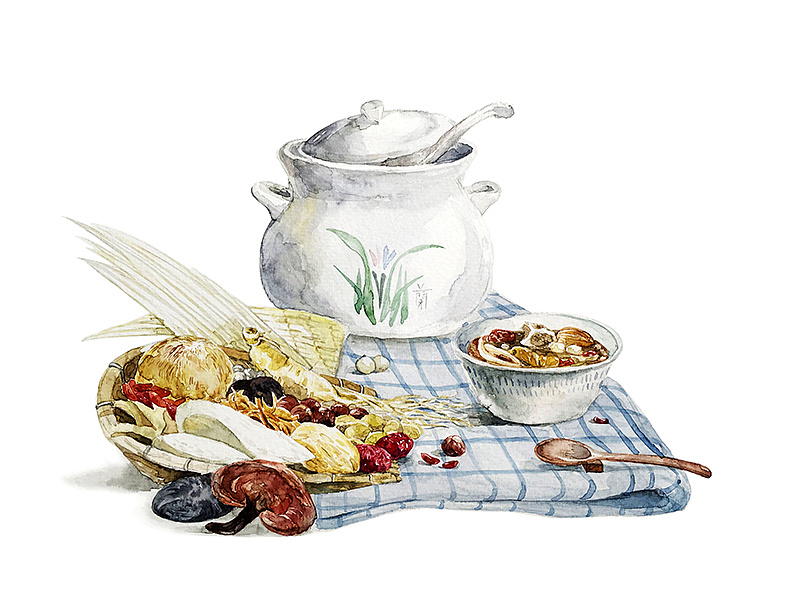 煲汤料插画包装