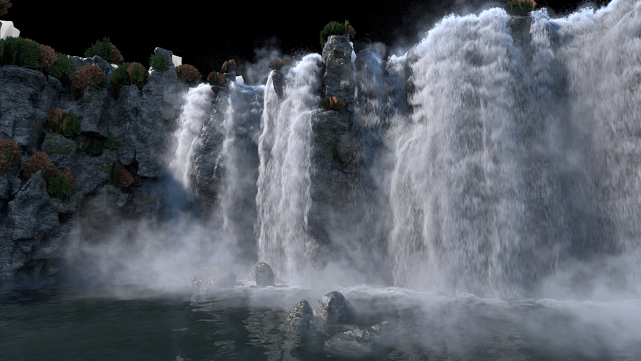 houdini17 制作瀑布场景+特效（一天内全流程）（图ZMTM0Mzg3MzY4） - 动画/影视 - 站酷设计师carldrifter原创素材 - 站酷ZCOOL