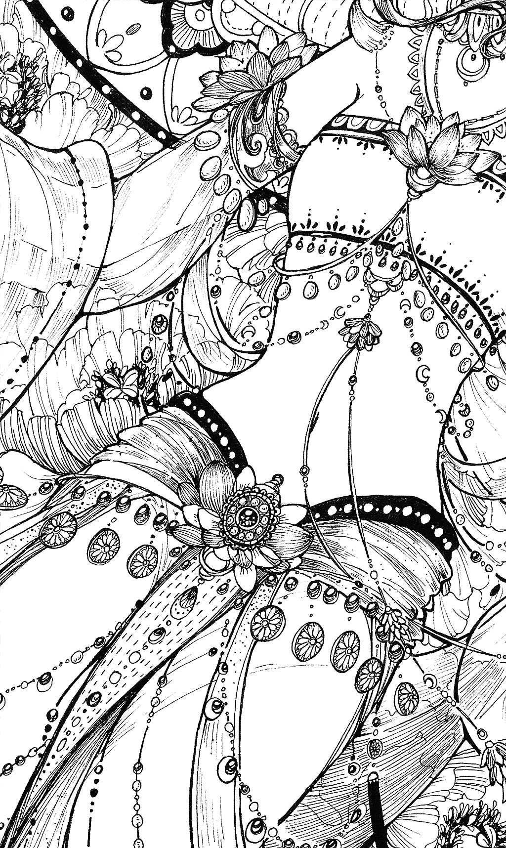 花见 唯美黑白线稿 手稿|插画|商业插画|欧洲大米omiz_原创作品-站酷