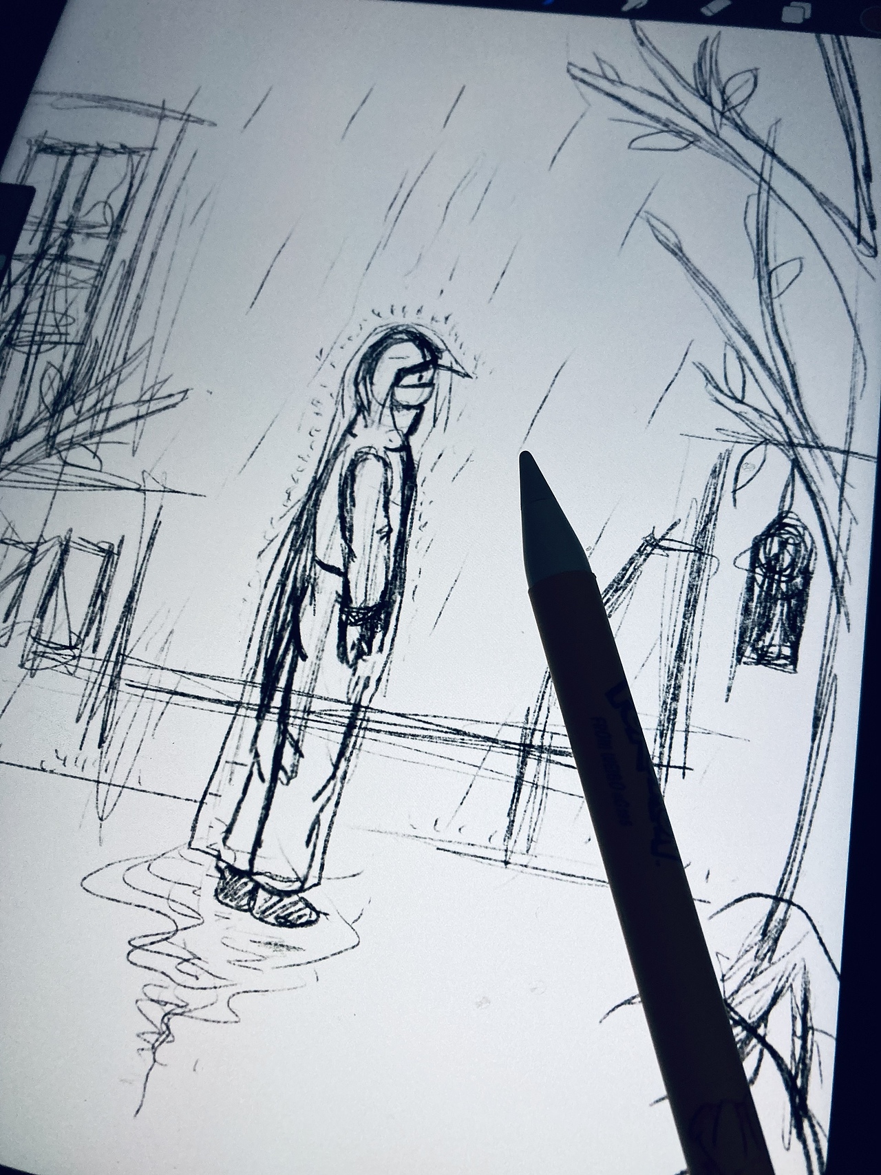 原创插画|雨中的大白