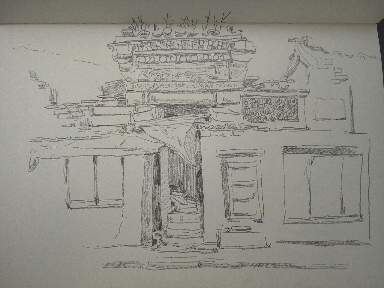 大同古城速写|纯艺术|绘画|小小小设计丝_原创作品-站酷zcool