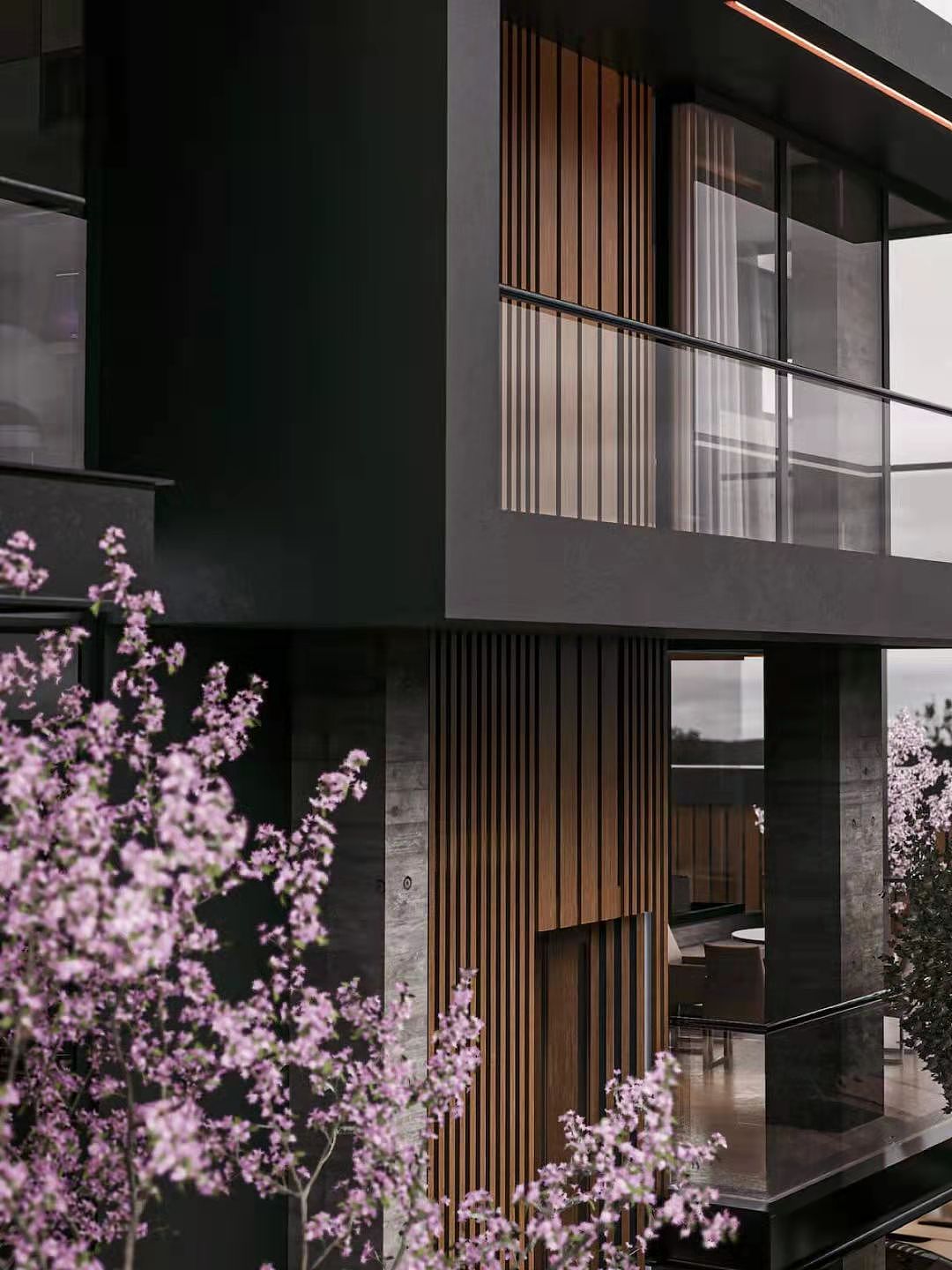 沉稳的黑色独栋自建别墅设计