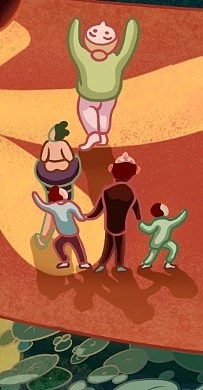 新年插画《联莲有鱼,牛年大吉》