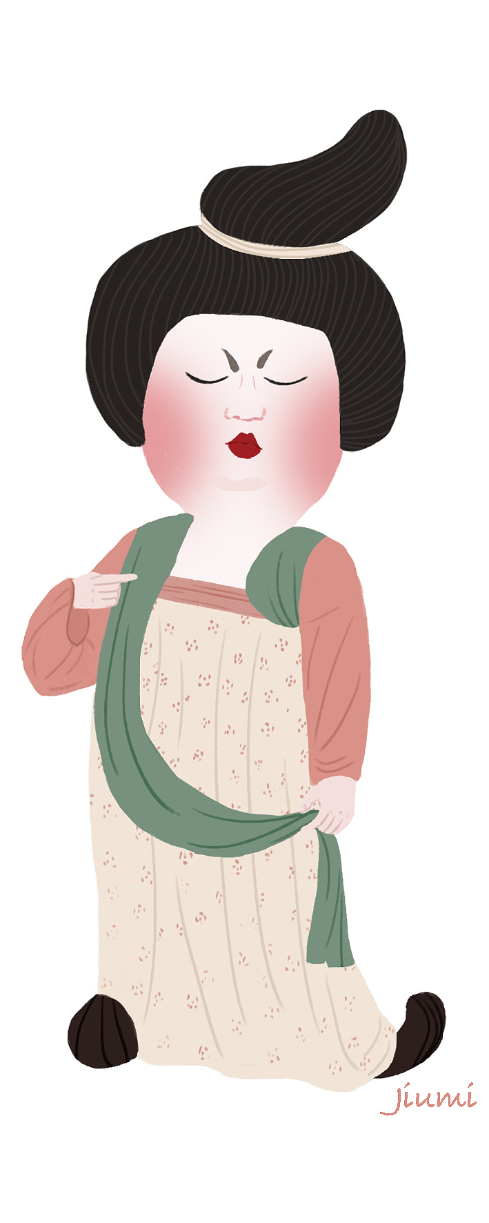 西安唐代仕女俑插画