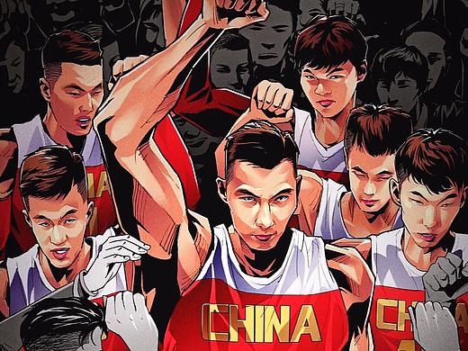 腾讯2019中国篮球世界杯超神英雄传H5长图插画，易建联