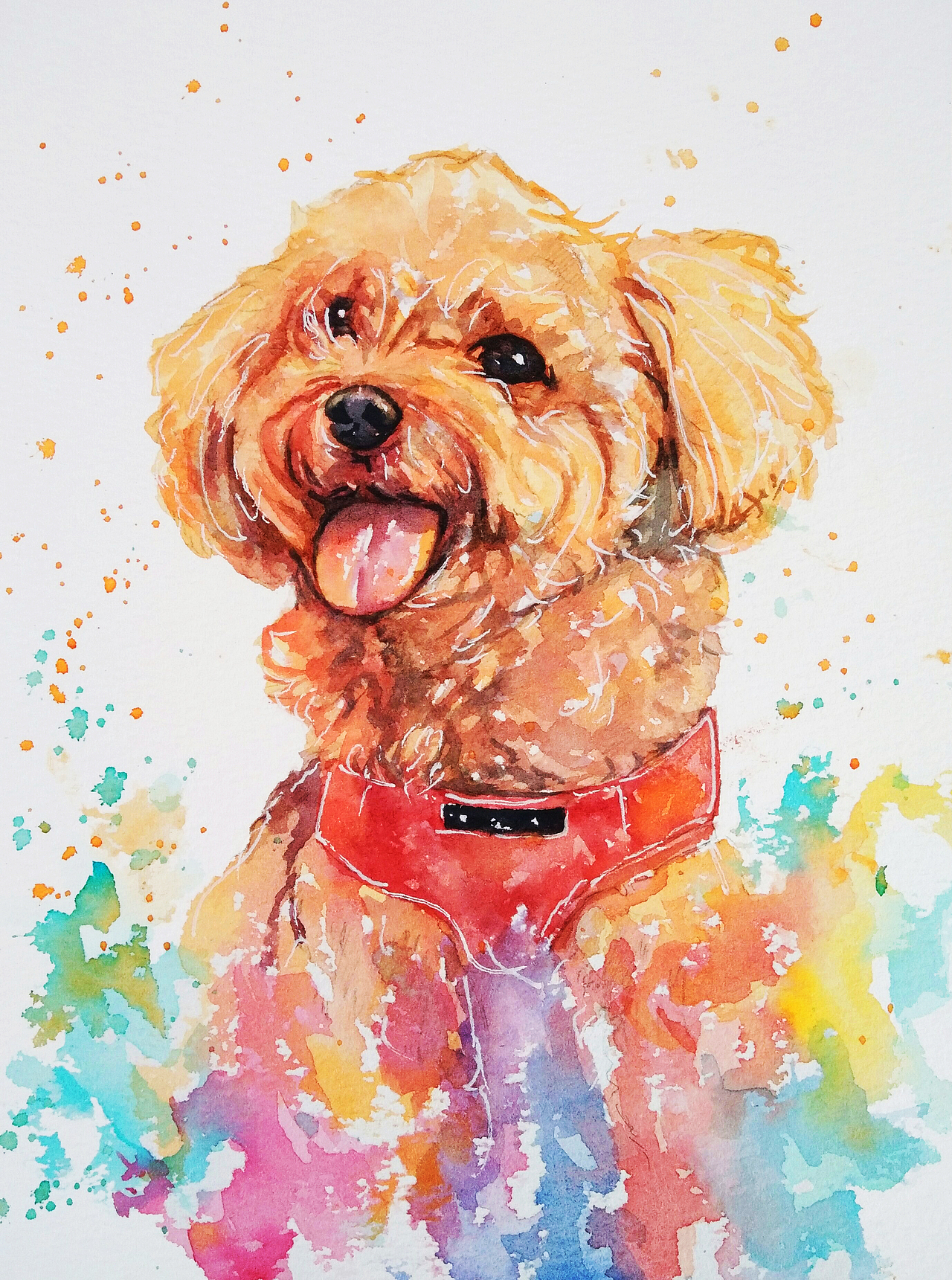 狗狗dog水彩画约画