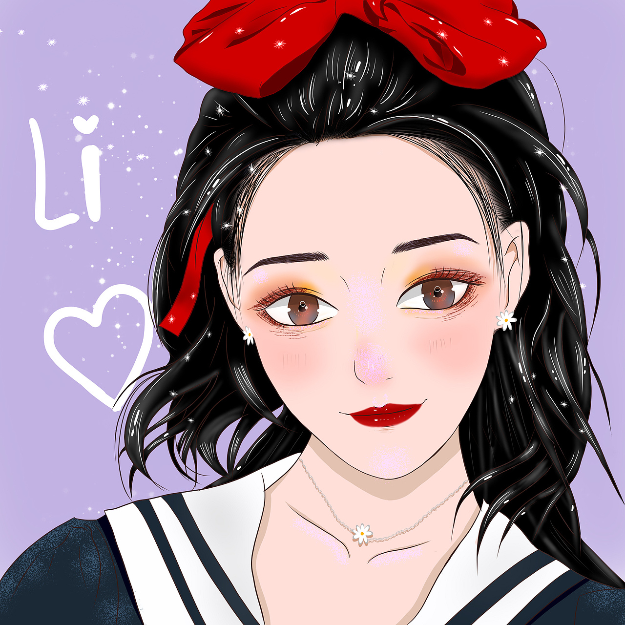 女生手绘大头卡通头像