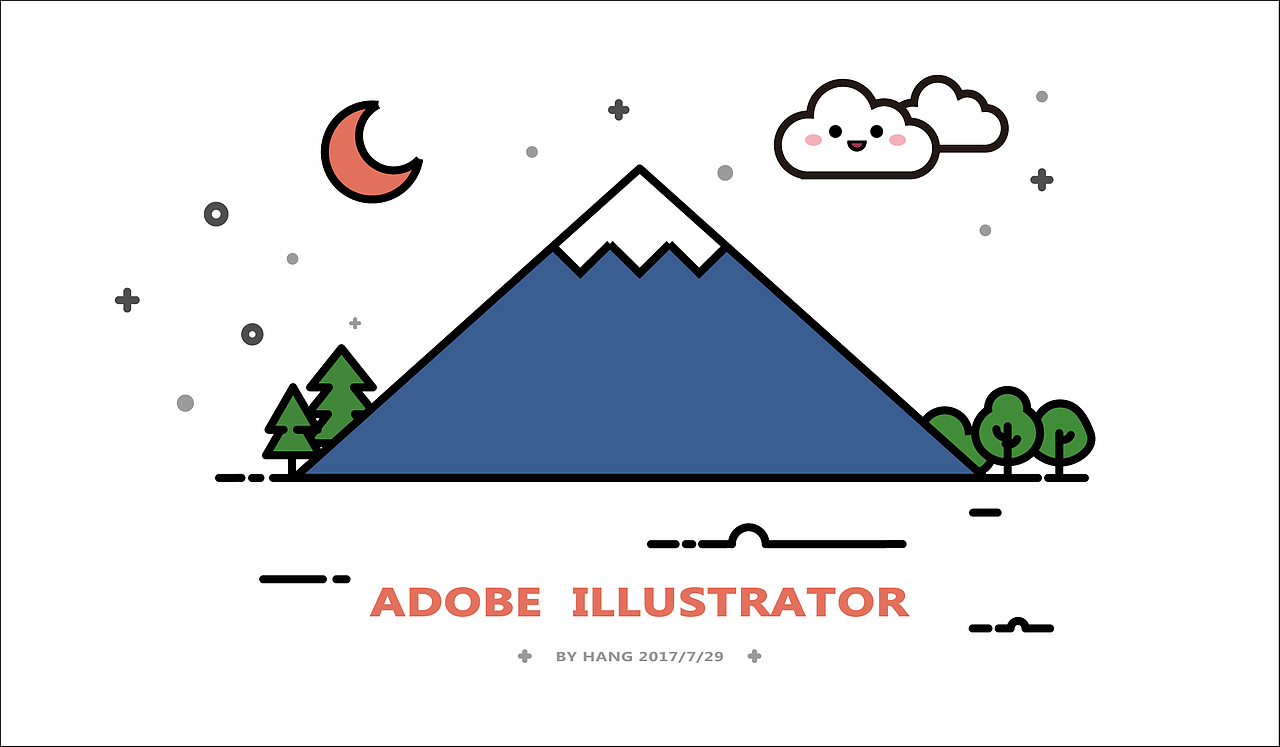 夜晚的一座山和几棵树（图ZODY4NzIwMzI=） - 其他平面 - 站酷设计师蒙大大哦原创素材 - 站酷ZCOOL