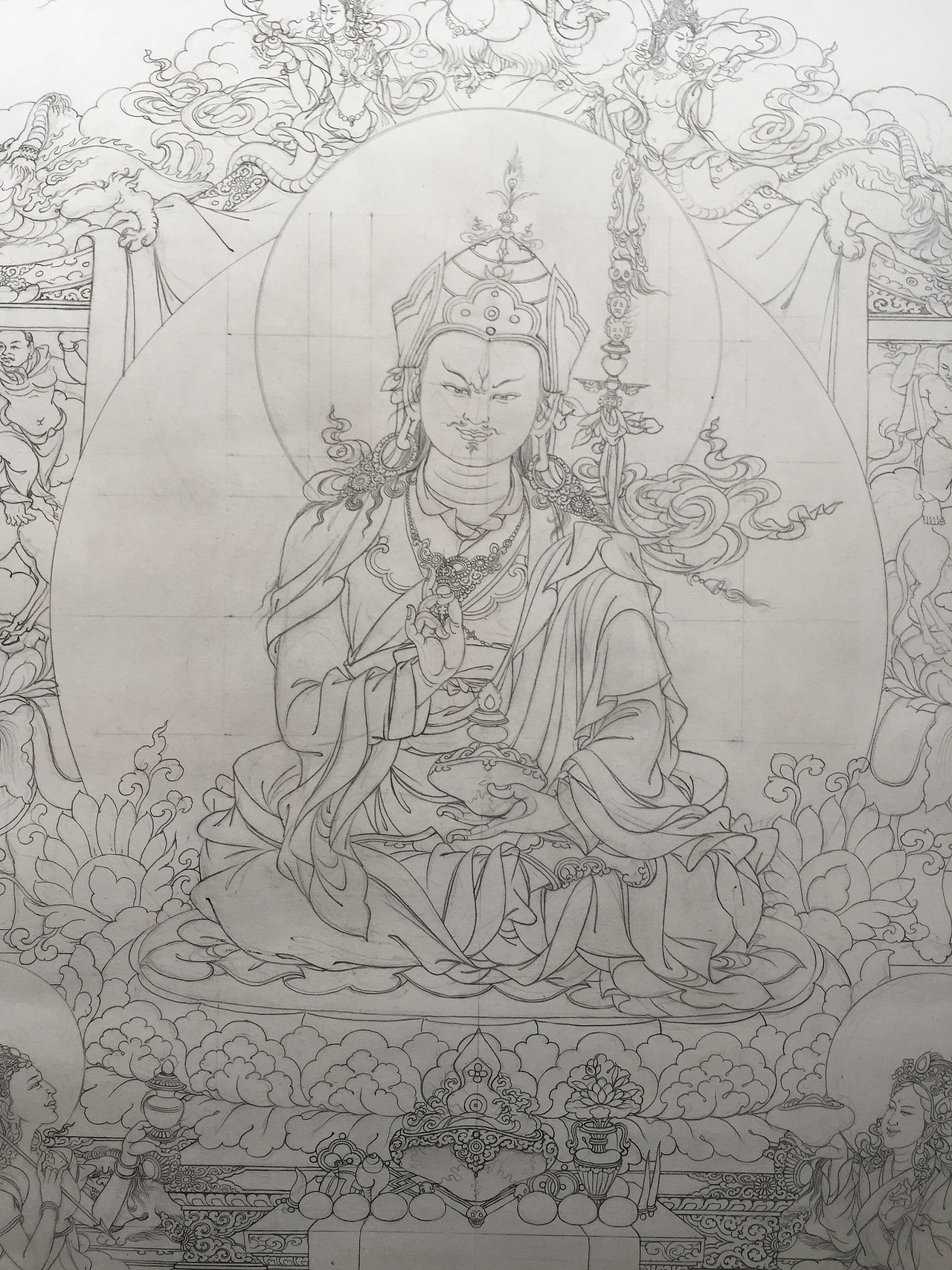 莲花生大师 铅笔画（图ZMTIwNzA4MDky） - 绘画 - 站酷设计师巴玛泽仁原创素材 - 站酷ZCOOL