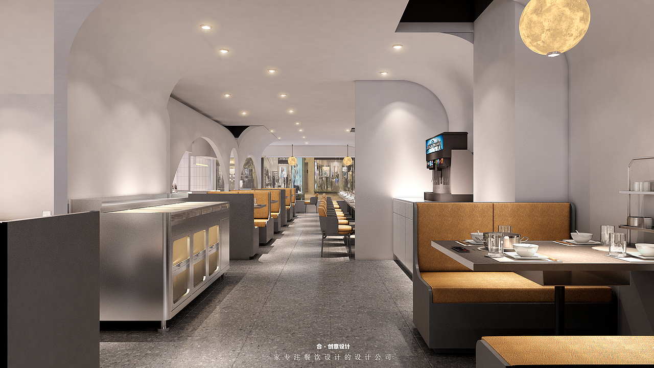 一间雕塑感空间的餐厅