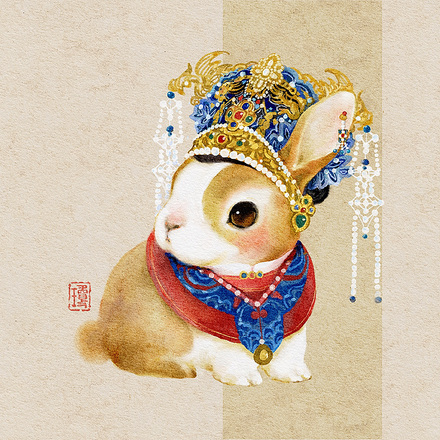 历代戴冠生肖兔（组图）（图ZMzI3NTgxMzIw） - 艺术插画 - 站酷设计师JOJO严琼原创素材 - 站酷ZCOOL