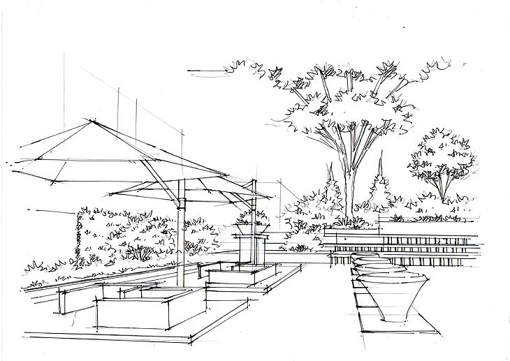 保利中央公园住宅景观作品临摹图