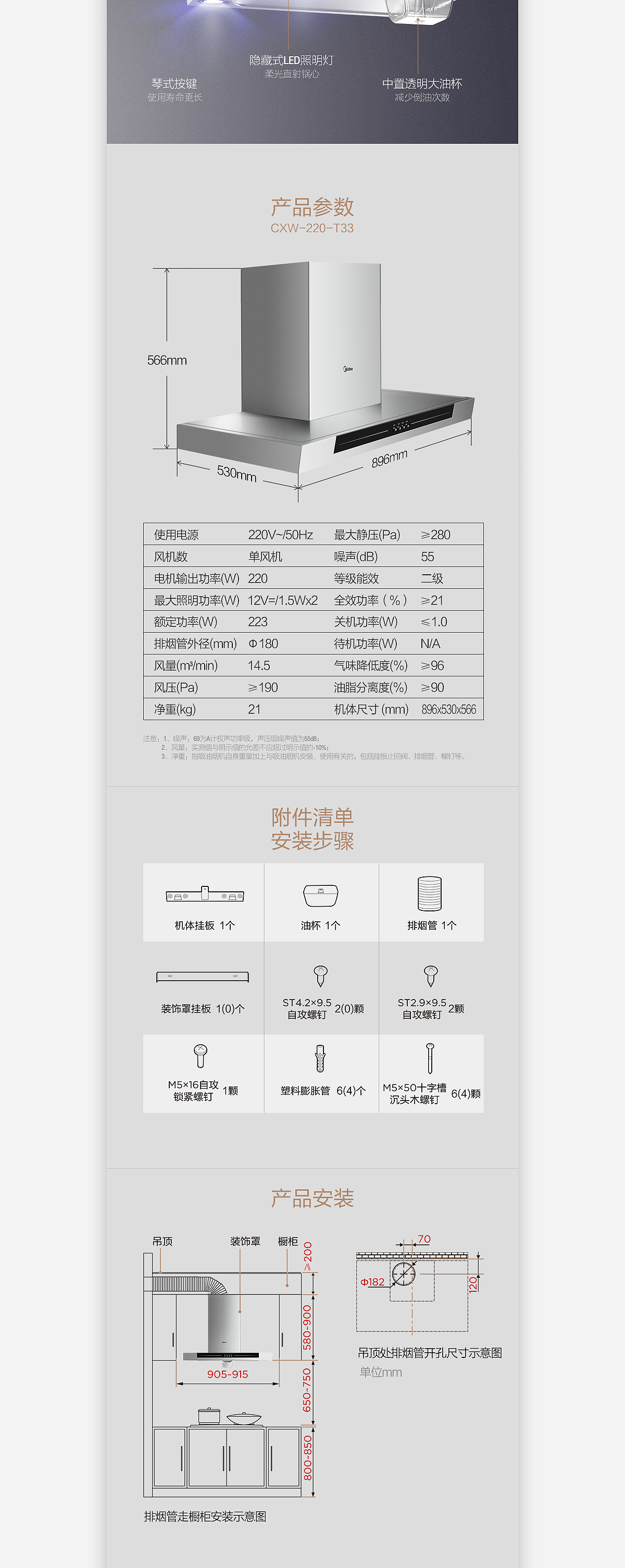 美的欧式烟机详情页设计分享
