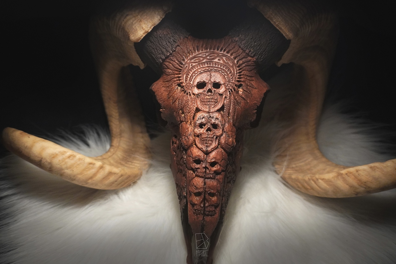 藏羊大羊头雕刻