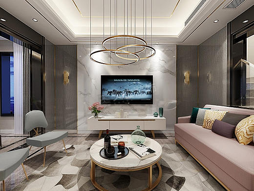 金科天元道叠拼装修,轻奢风格跃层设计,天古装饰设计师