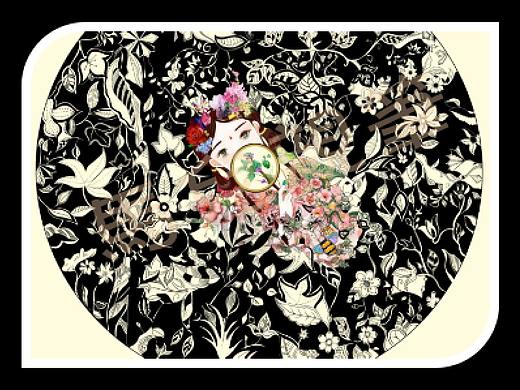 秘密花园类黑白插画