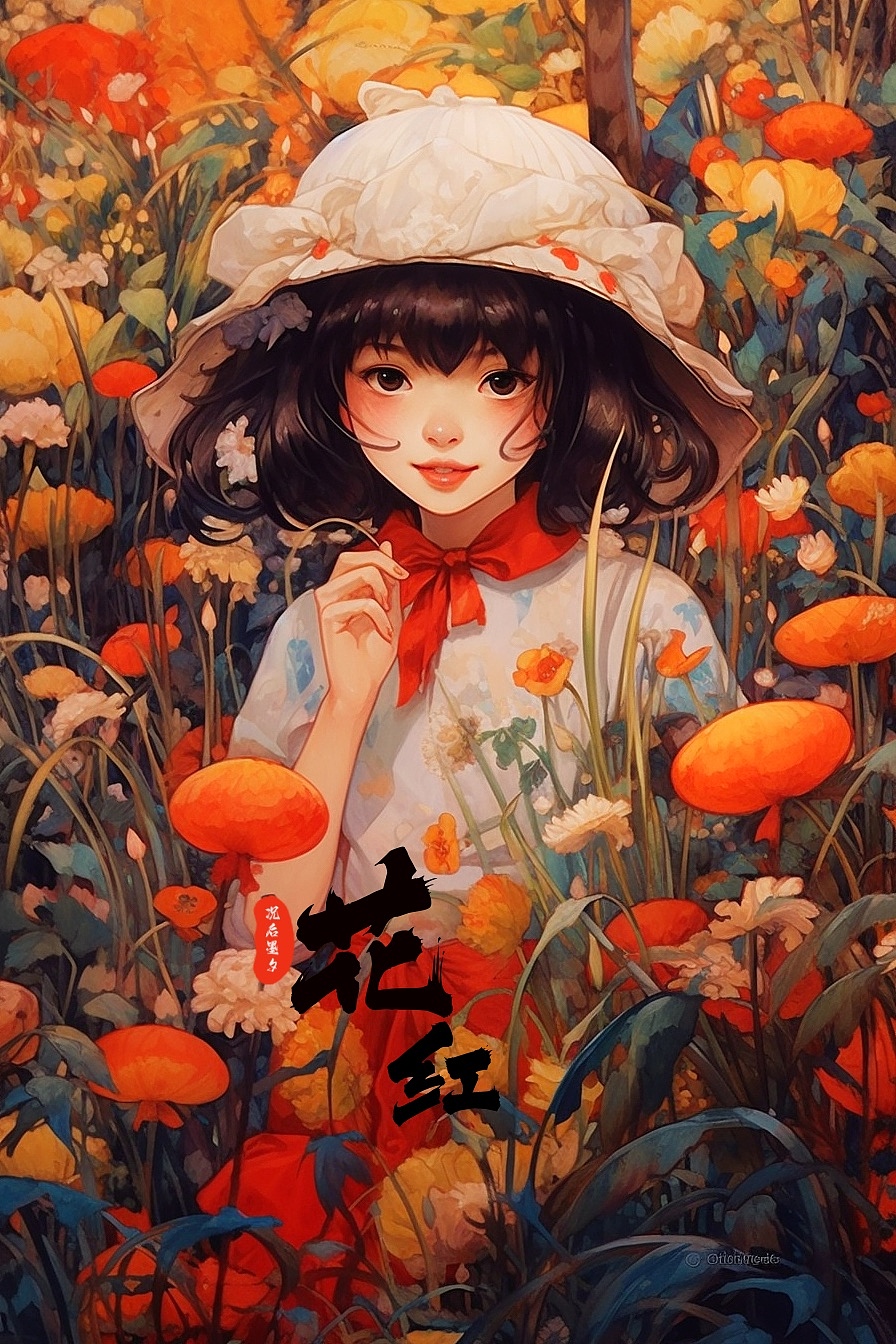 AI绘画 MJ v5(花红)