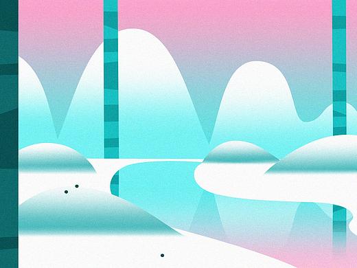 雪山插画2张。