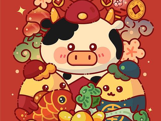牛年红包牛牛大吉（个人主页-ZNTAxOTYzODg=） - 创作习作 - 站酷设计师兔子蹦蹬Fmrabby原创素材 - 站酷ZCOOL