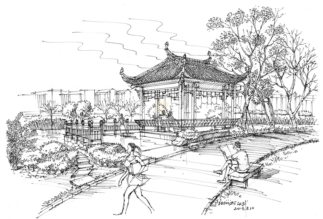 25例环艺建筑景观手绘透视线稿图（图ZMTUwMjU5ODky） - 文案/策划 - 站酷设计师汉武手绘原创素材 - 站酷ZCOOL