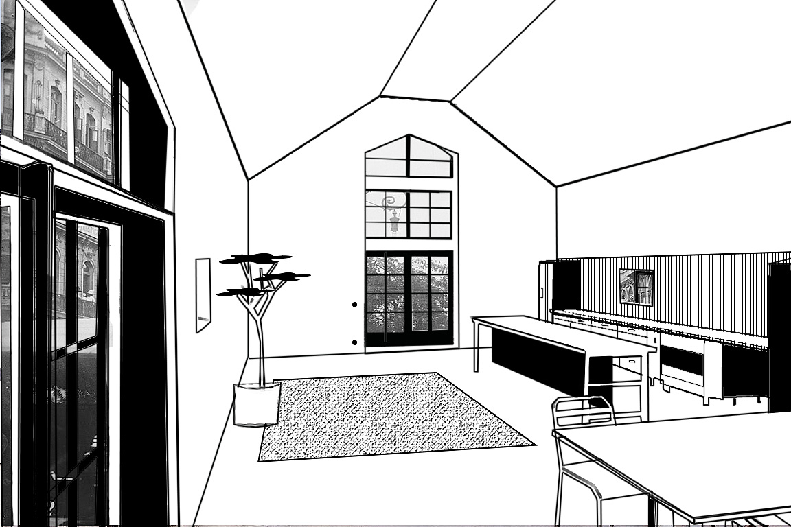 黑白房间平面机绘