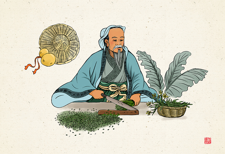 几种版本的《采药图》|插画|商业插画|平静创意_原创作品-站酷(zcool)