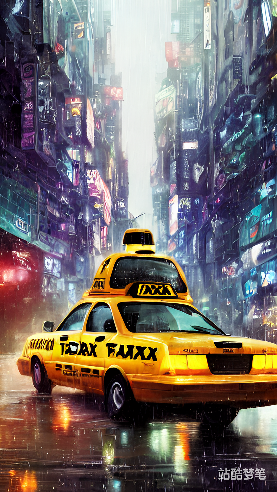 #站酷梦笔#出租车 午夜 疾驰 驶去（图ZMzI1NDY1NDQ0） - AI作品 - 站酷设计师zoeming110原创素材 - 站酷ZCOOL