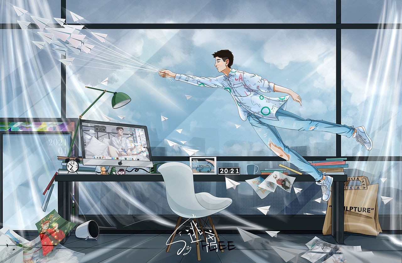 我们天上见-逃离（图ZMjM4NDM3NTIw） - 艺术插画 - 站酷设计师施施也原创素材 - 站酷ZCOOL