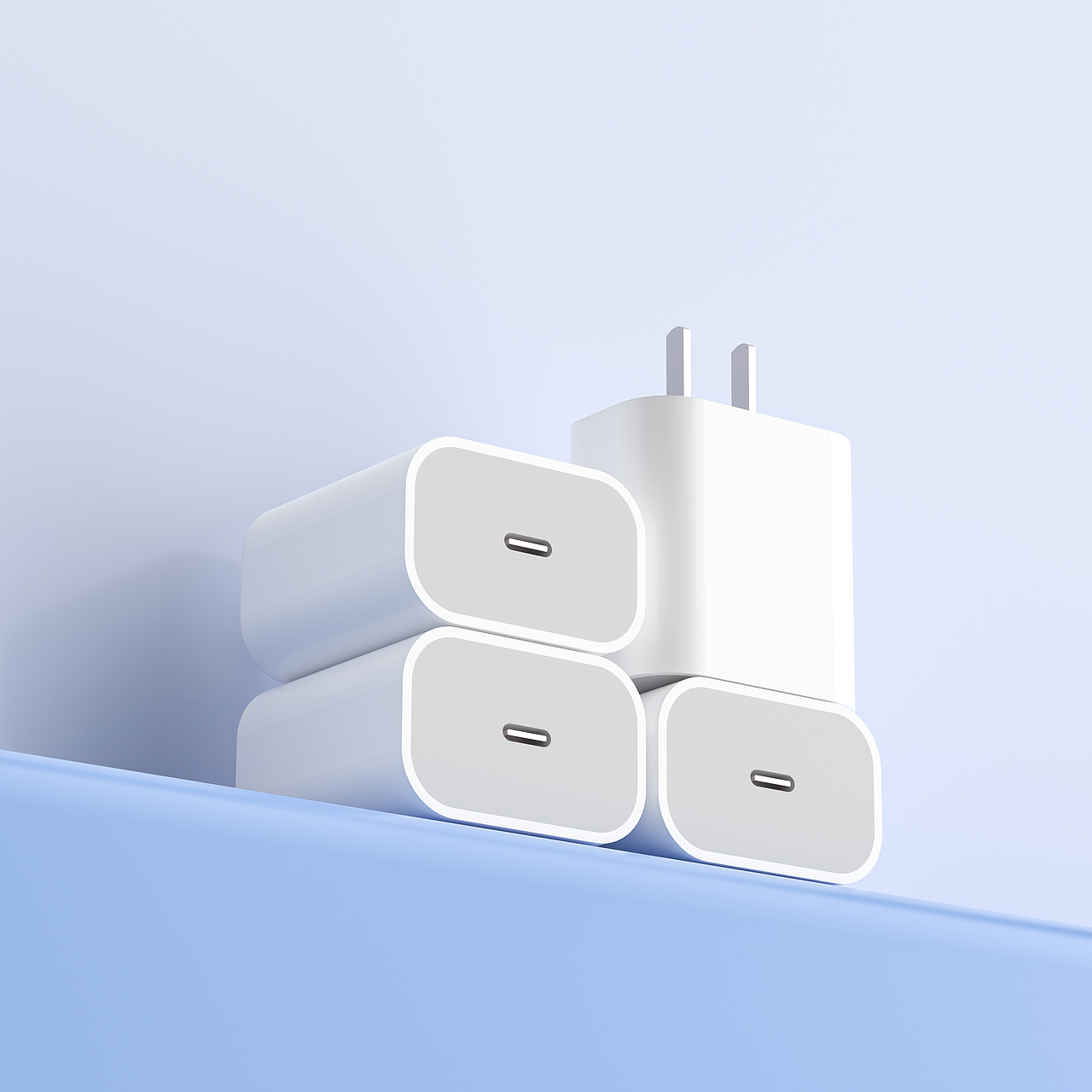 【产品渲染】 一组充电器渲染