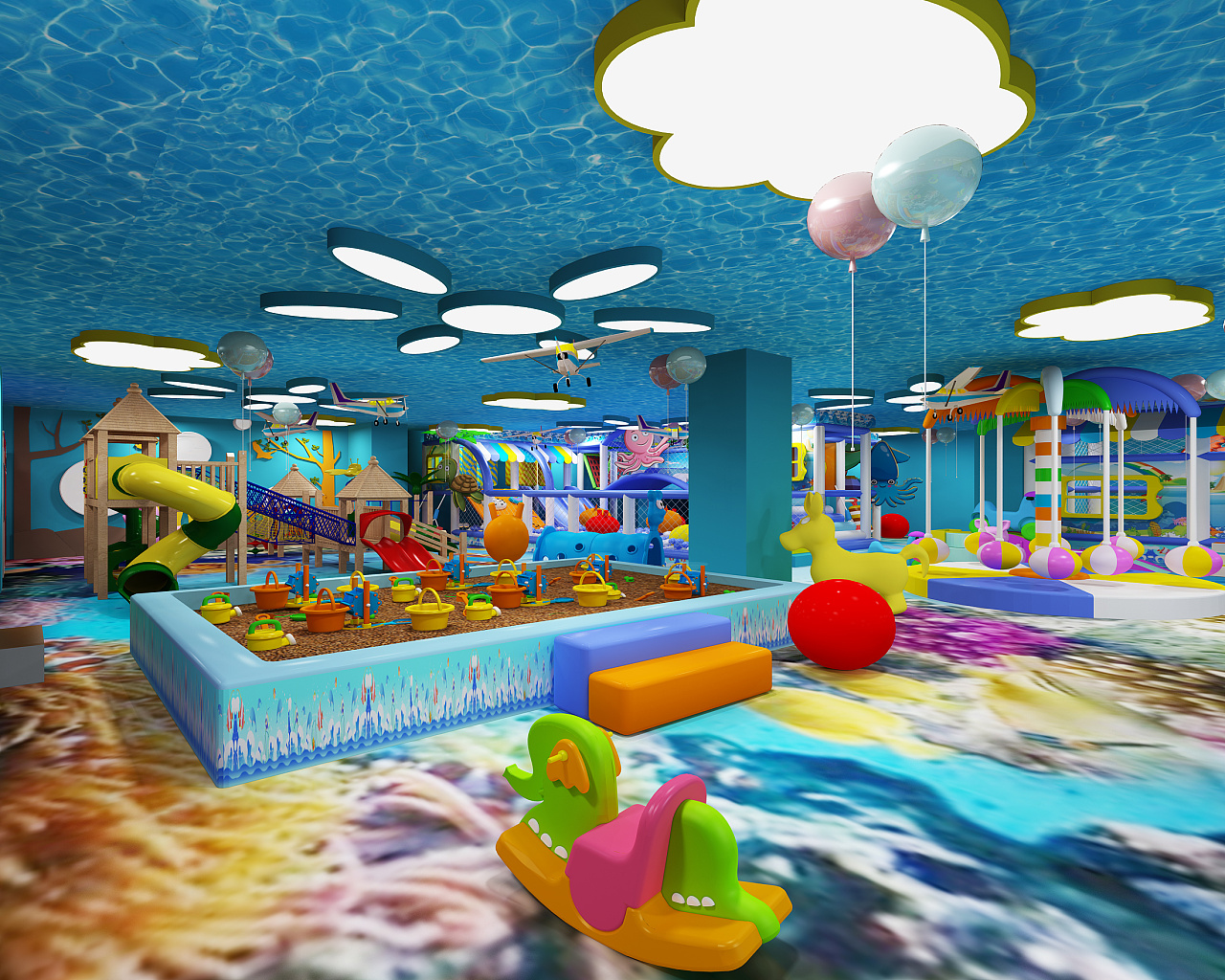 室内儿童游乐场~|空间|室内设计|张丽天斐效果图 - 原创作品 - 站酷 (ZCOOL)