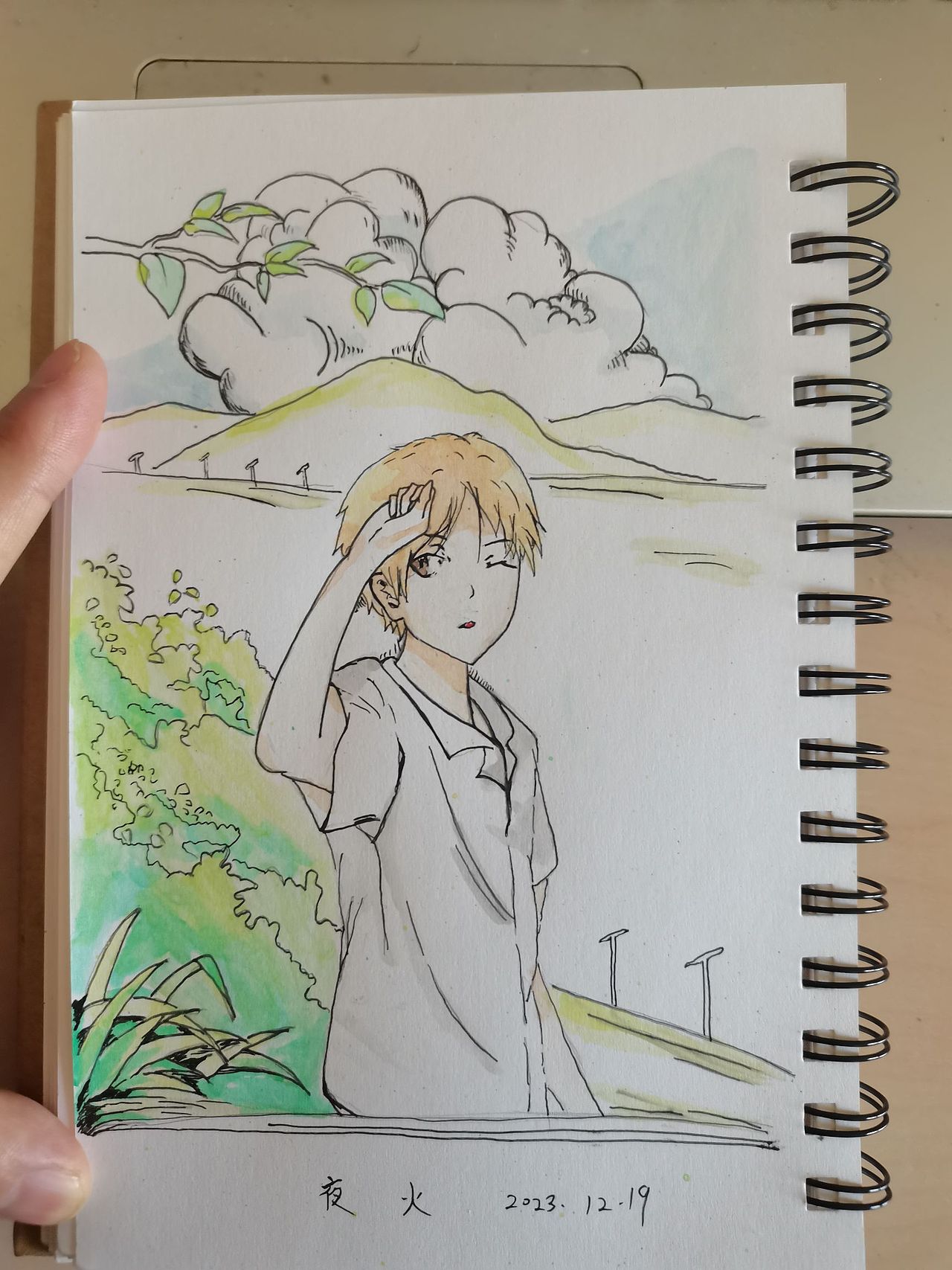 夏目的等待~水彩临摹作品