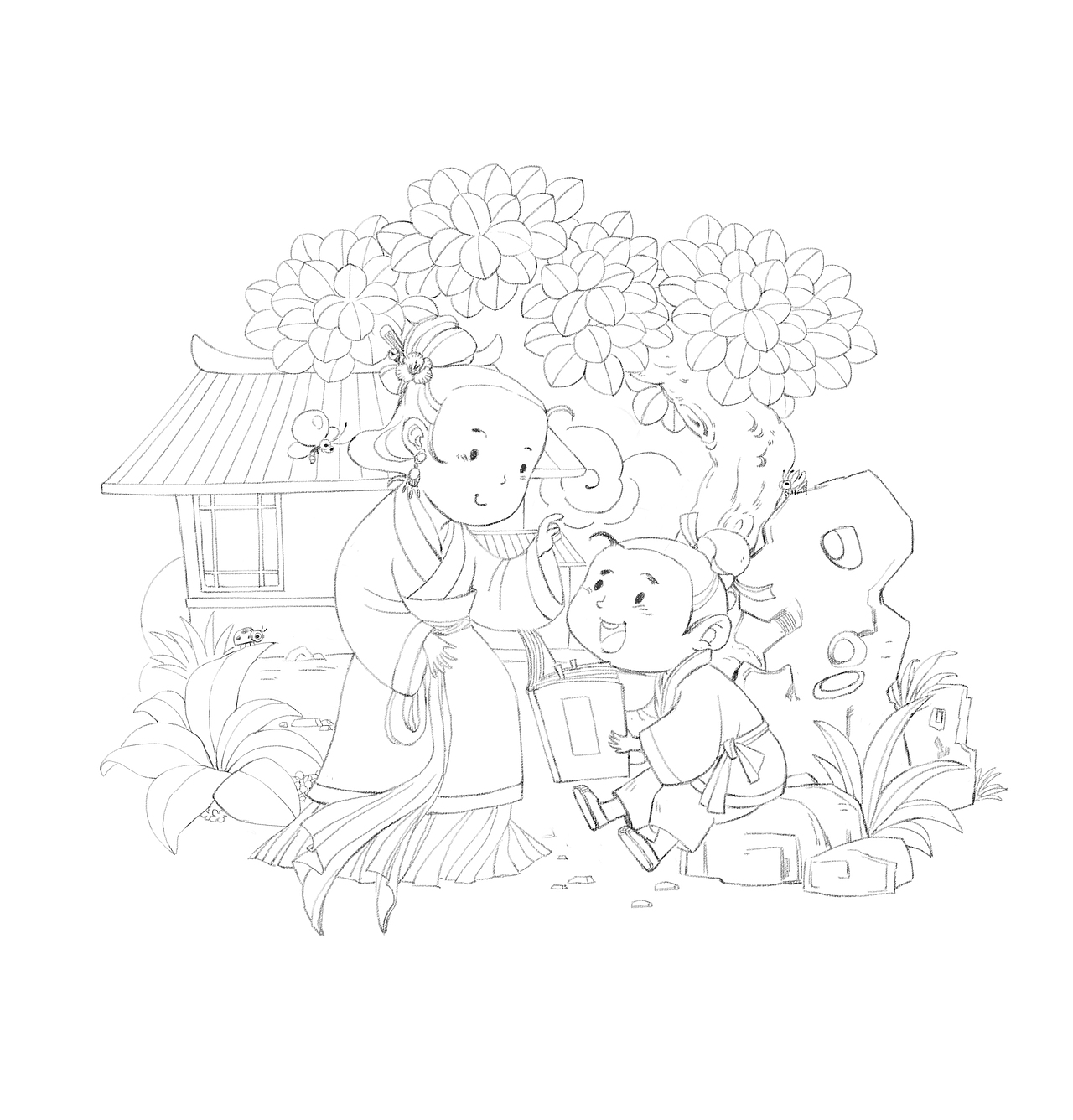 以前画的封面线稿风格（图ZMTg1MDMwNjg0） - 儿童插画 - 站酷设计师半夏327原创素材 - 站酷ZCOOL