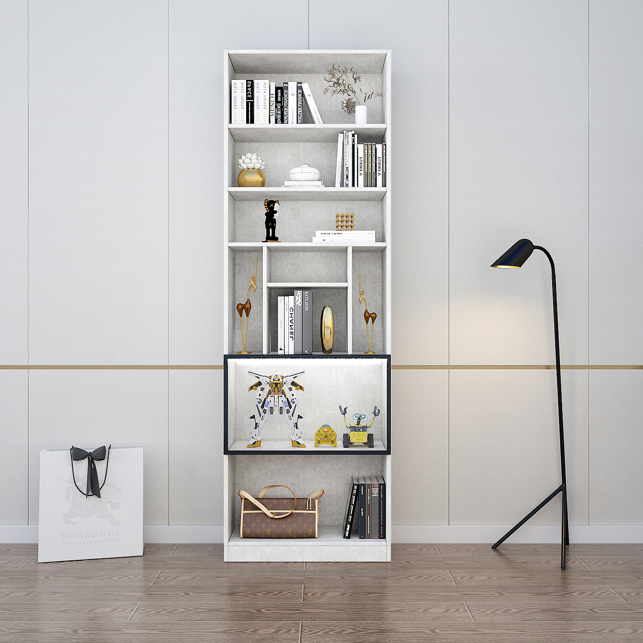 一款组合书柜详情页-从建模到渲染到详情页