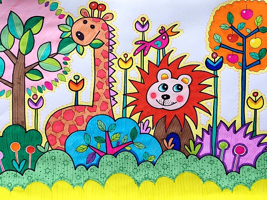 儿童画水彩笔-热闹的森林